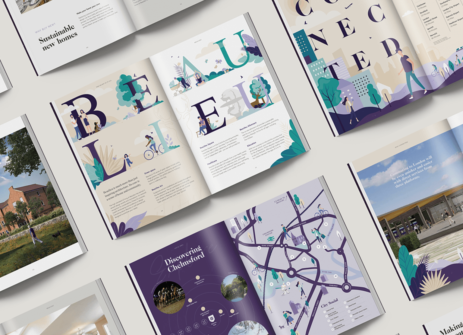 Brochure spreads for Beaulieu Gate by We Are Fred